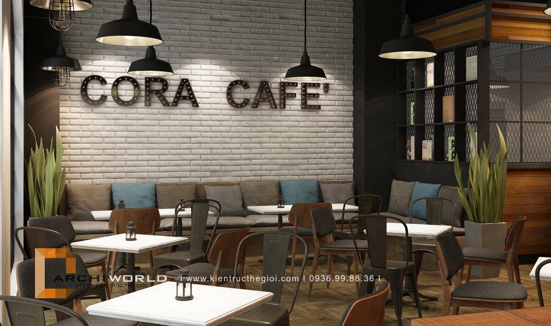 Thiết kế nội thất quán cafe đẹp Cora Coffee