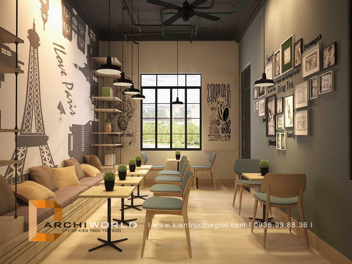 thiết kế quán trà sữa đẹp ding tea hà đông